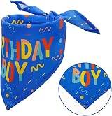 Pejlnd Dog Birthday Bandana Blue Cotton 79x32cm Large Party Scarf view 3
