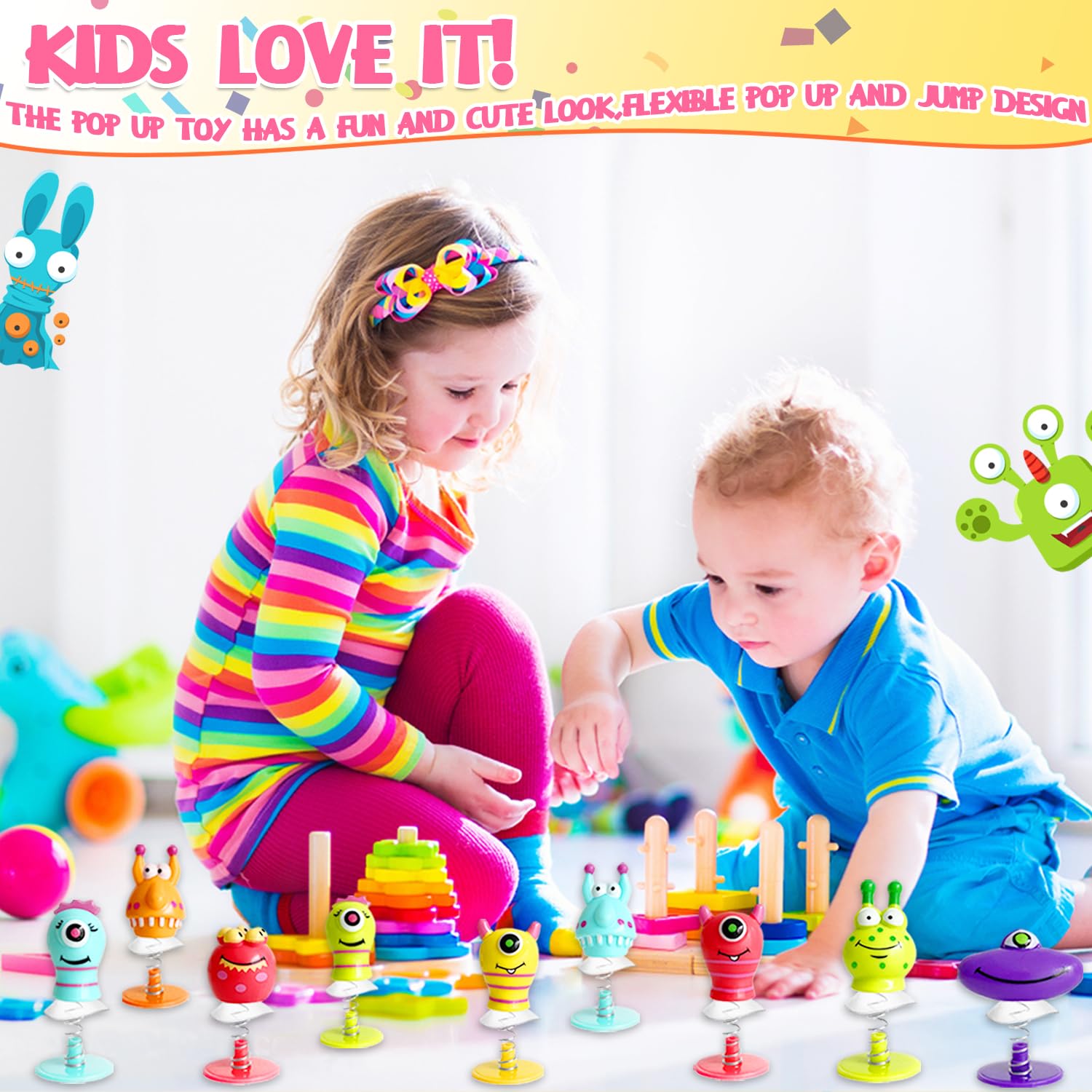 30 PCS Spring Launchers Toys,Big Eye Monster Jumping Popper Toy,Pop Up Bouncy Spring Toys for Kids,Pinata Toys,Goodie Bags,Classroom Prizes