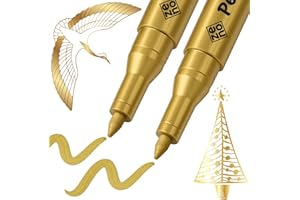 ZENO 2 Gold Paint Pens – Oil-Based Permanent Markers, Metallic Gold Ink, 0.7mm Extra Fine Tip for Rock, Glass, Fabric, Plasti