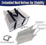 VENO 4 Pack Reusable Grocery Bags with Hard Bottom Beige Heavy Duty Tote view 5