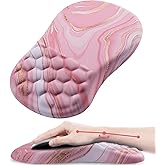 Laokiiy Mouse Pad Wrist Support, Ergonomic Mouse Pad with Wrist Rest, Comfortable Computer Mouse Pad for Laptop, Pain Relief Mousepad with Non-Slip PU Base Pink