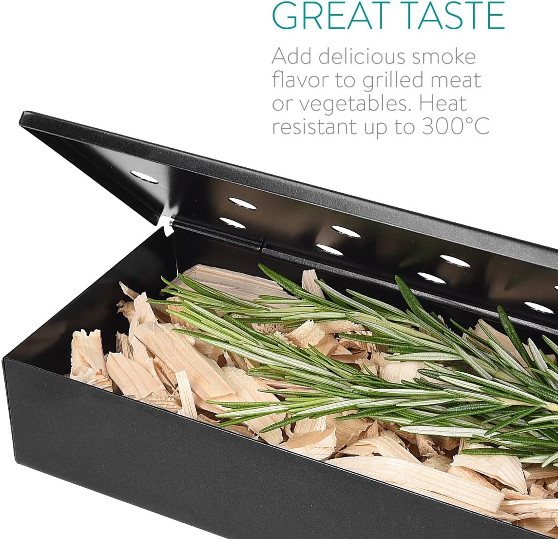 Navaris Smoker Box - Heavy Duty Metal Smoker Box for BBQ Grill Wood Chips - Meat Fish Smoking for Gas or Charcoal Barbecue Grill - 14 x 4 x 2 Inches: Garden & Outdoor