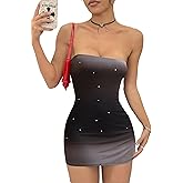 XIITYMU Tube Top Dresses for Women Sexy Sleeveless Strapless Bodycon Cocktail Party Short Summer Mini Dress