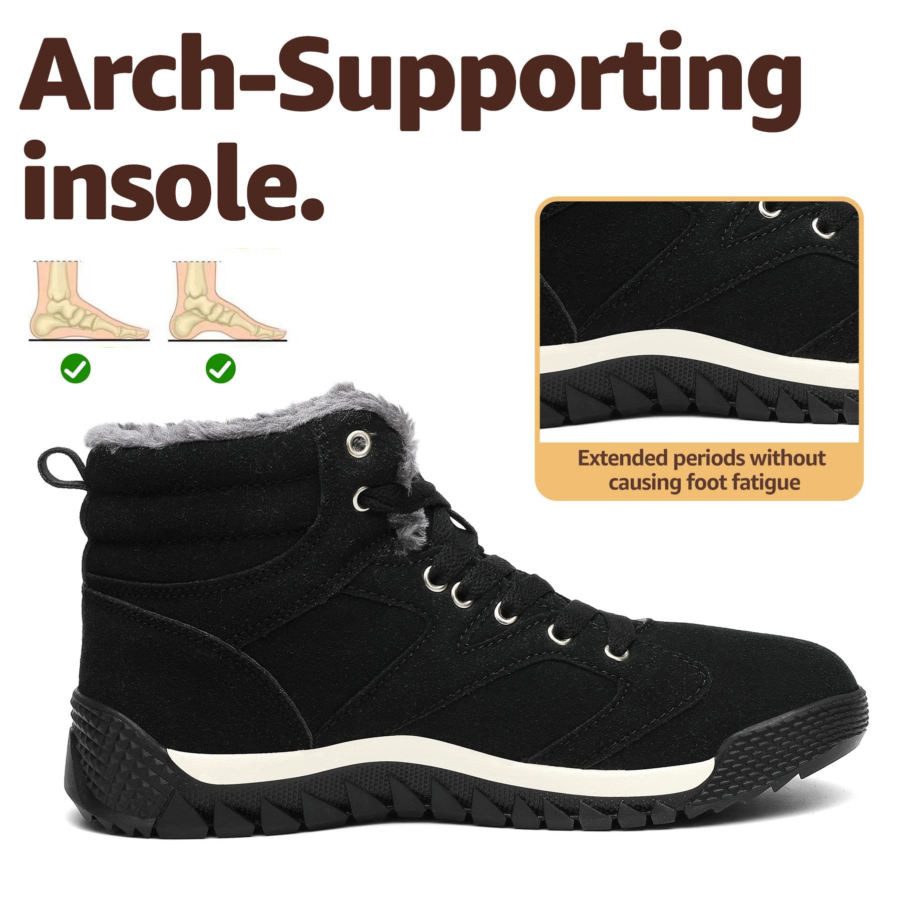 Mishansha Herren Damen Winterschuhe Warm Gefüttert Schneestiefel Winter Outdoor Boots Winterstiefel Schwarz 42 EU 5