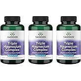 Swanson Triple Magnesium Complex - Mineral Supplement - Natural Support - Featuring Citrate, Oxide & Aspartate - (100 Capsules, 400mg Each, 3 Pack)