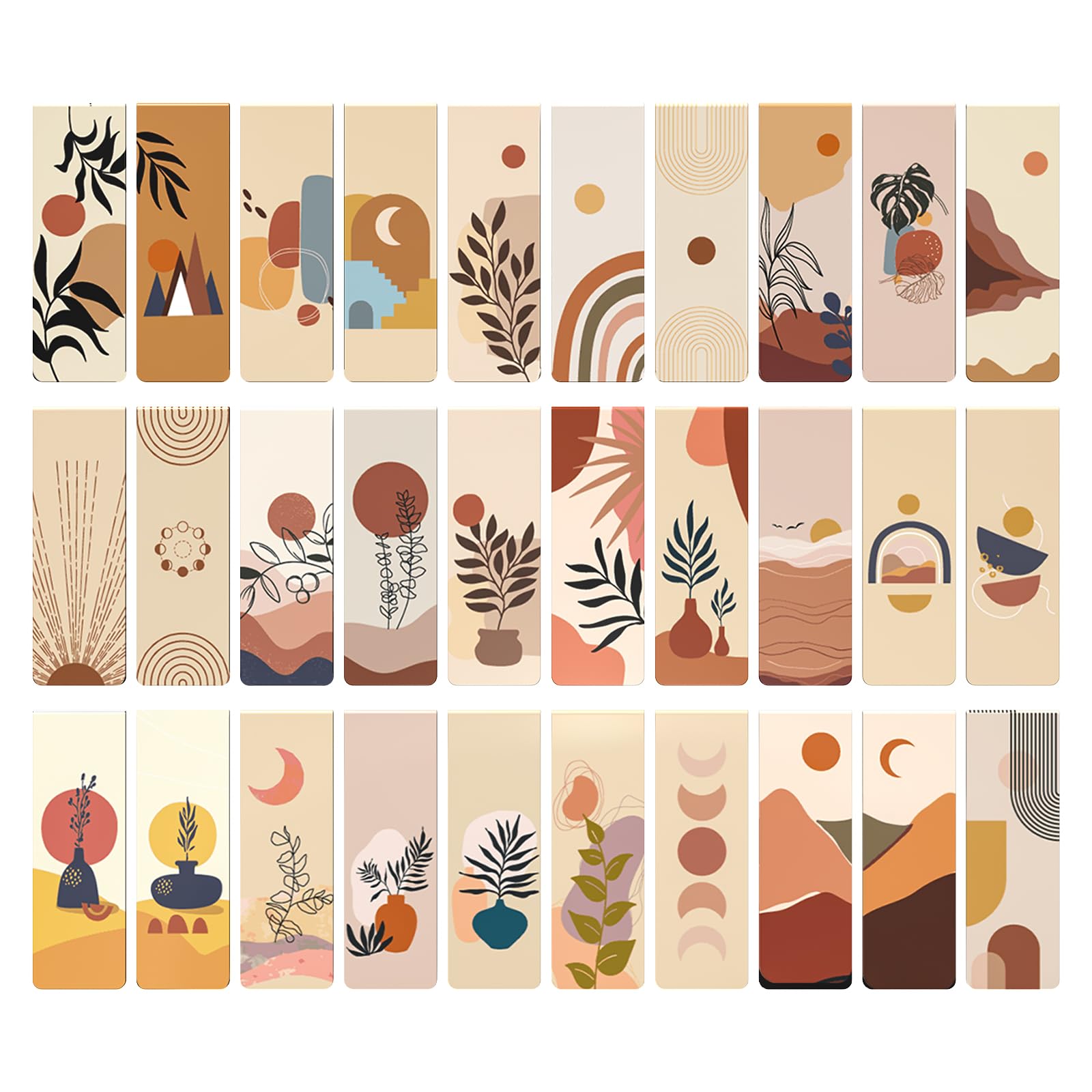 JSRQT 30 Pack Magnetic Bookmark Abstract Boho Book Marker Clip for Students Lovers Magnet Personalised for Children Men Women with Landscape Page