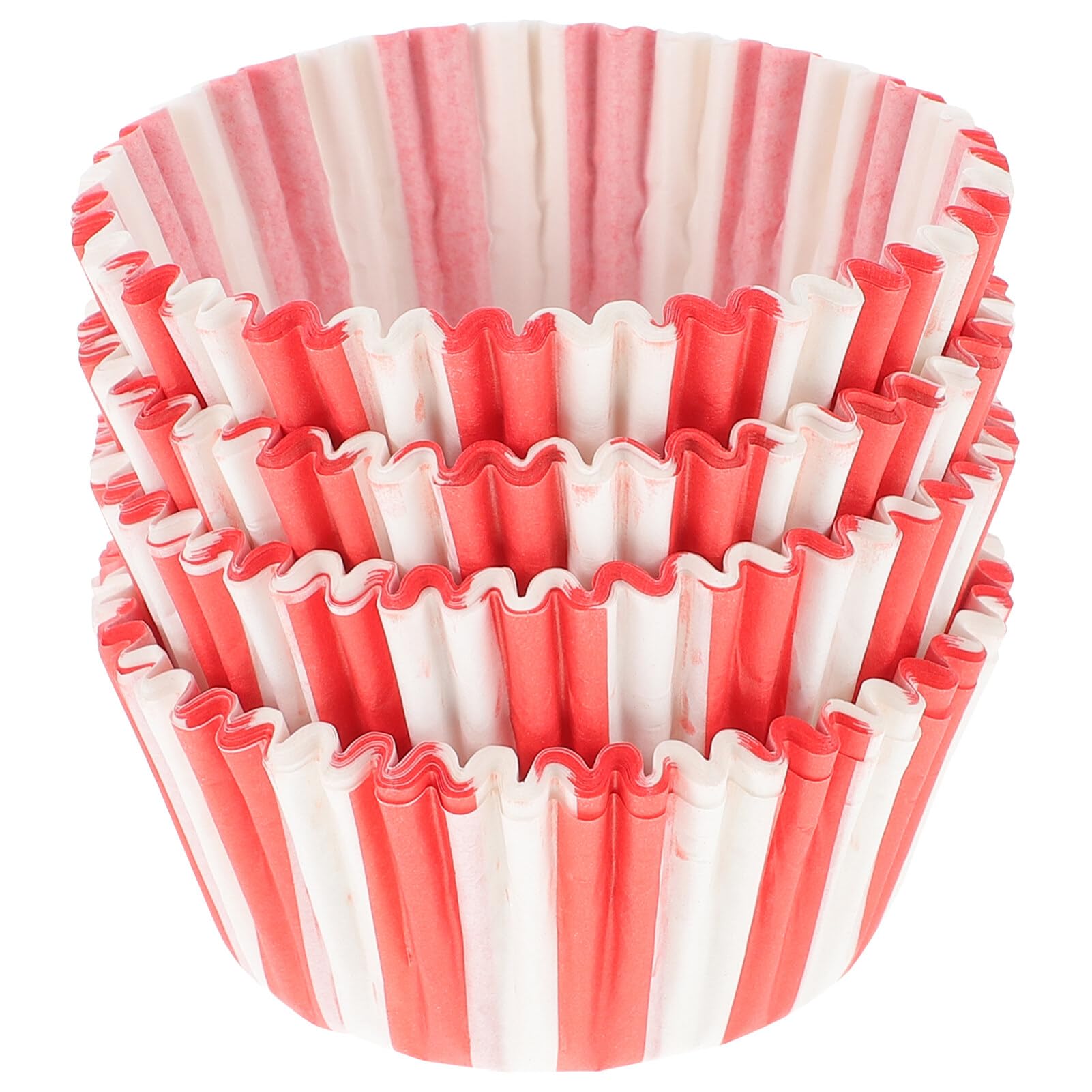 KOMBIUDA Red and White Stripes Paper Baking Cups 100Pcs Oil-Proof Muffin Liners Oven Safe Cupcake Cases for Muffins Desserts Parties