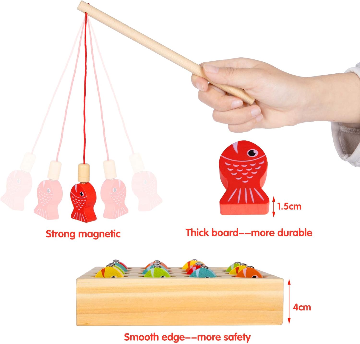 EPCHOO Fishing Game, Montessori Wooden Fishing Toy For Toddler, 15pcs Number Counting Board Fishing Pole Game Play Set, Learning Toys For 2 3 Year Old Girl Boy Kids - BigaMart EPCHOO Fishing Game, Montessori Wooden Fishing Toy For Toddler, 15pcs Number Counting Board Fishing Pole Game Play Set, Learning Toys For 2 3 Year Old Girl Boy Kids - BigaMart