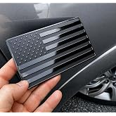 5" x 3" Black American Flag Emblem for Cars | Trucks &amp; SUVs, Embossed Aluminum Metal Badge Matte &amp; Gloss Black Exterior Fender, Trunk &amp; Tailgate Decal, Weather Resistant