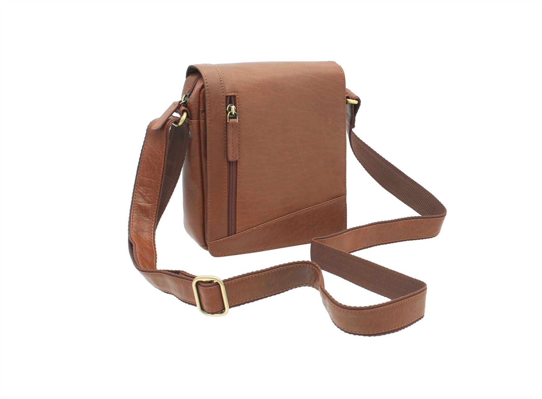 VISCONTI Compact Leather Messenger/Travel Bag S7 Tan