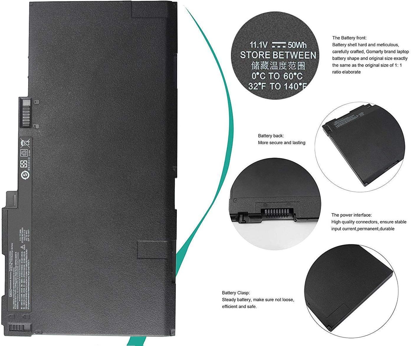 ASKC 50Wh CM03XL CM03 Laptop Battery for HP EliteBook 740 745 750 755 840 845 850 855 G1 G2 HP ZBook 14 15U 716723-271 717376-001 716724-421 E7U24AA HSTNN-IB4R HSTNN-DB4Q - Image 3