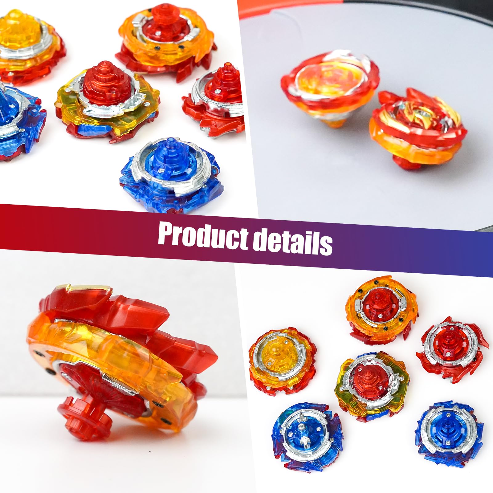 Bay Blade 17.8 Inch Large Stadium with 6 Burst Spinning Tops Launcher Set for Kids Ages 6+,Christmas and Birthday Gifts for Kids