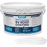 Kohree RV Roof Coating 1 Gallon, 100% Silicone RV Roof Sealant, White | No Primer Needed, Waterproof Solar Reflective Flexible RV Sealant for EPDM, TPO, Campers, Trailers, Leak Repairs