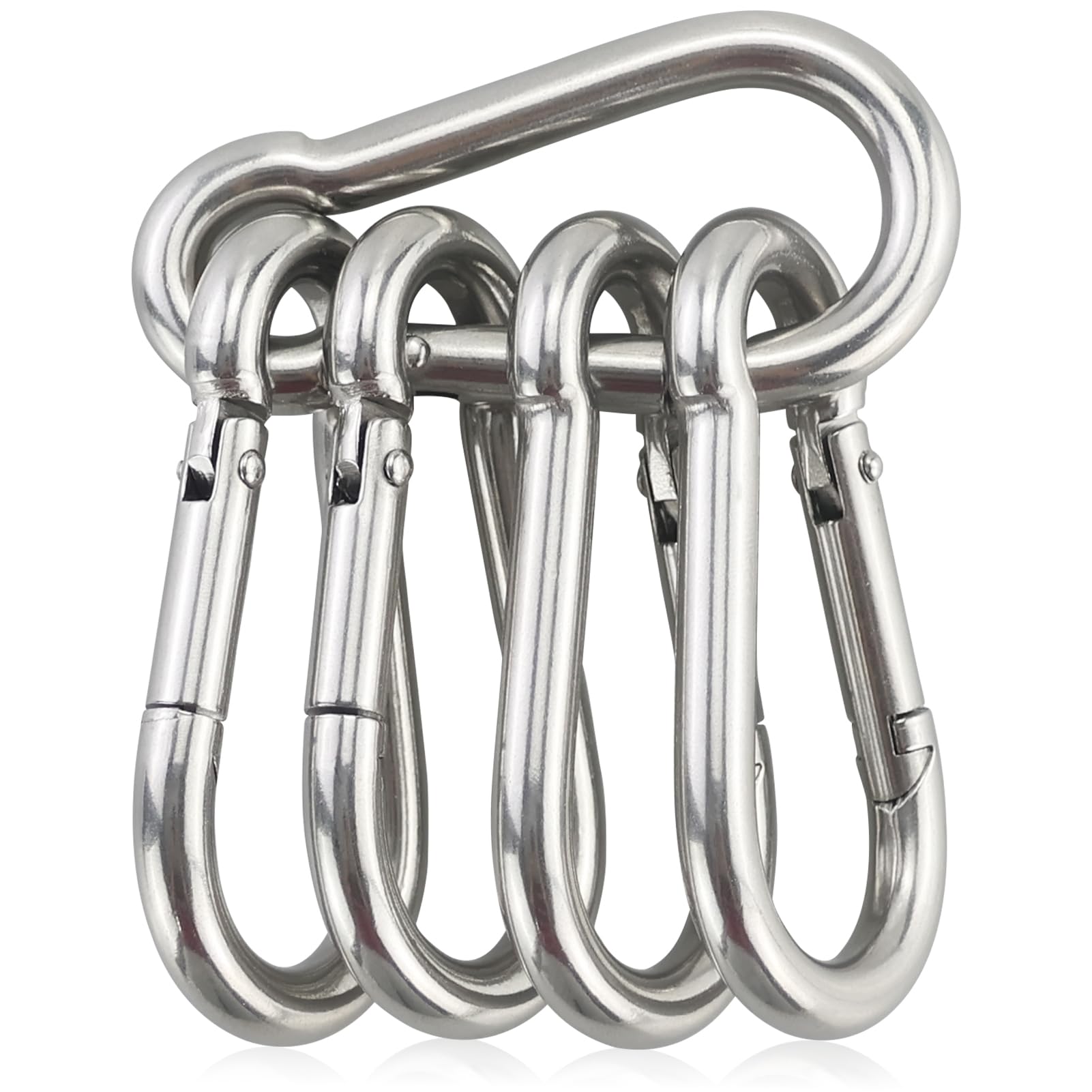 5 Pcs Heavy Duty 316 Stainless Steel M7 Carabiner Clips - 34.5 * 70mm, 6.8mm Thick Snap Hooks, Multi-Purpose Rope Connectors for Dog Leash, Keychain, Outdoor Camping & Hiking (Not for Climbing)