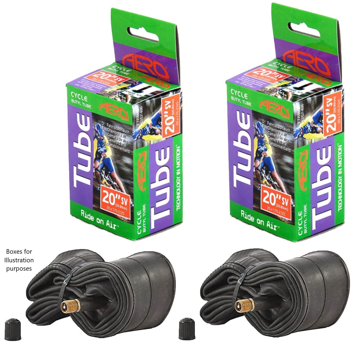 Aero Sport Bicycle Bike Butyl Inner Tubes 20" x 1.75-2.125 SET X 2