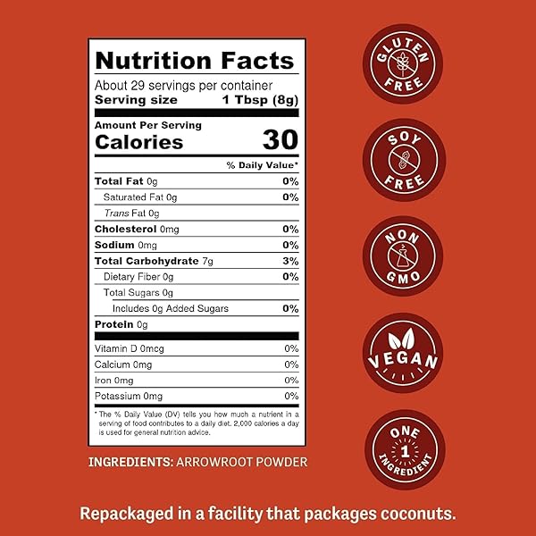 JUDEE’S ARROWROOT POWDER 8 OZ – JUST ONE INGREDIENT – VEGAN, NON-GMO, SOY-FREE – GLUTEN-FREE AND NUT-FREE – 100% PURE GRAIN FREE STARCH – GREAT FOR BAKING AND THICKENING – WORKS AS EGG SUBSTITUTE