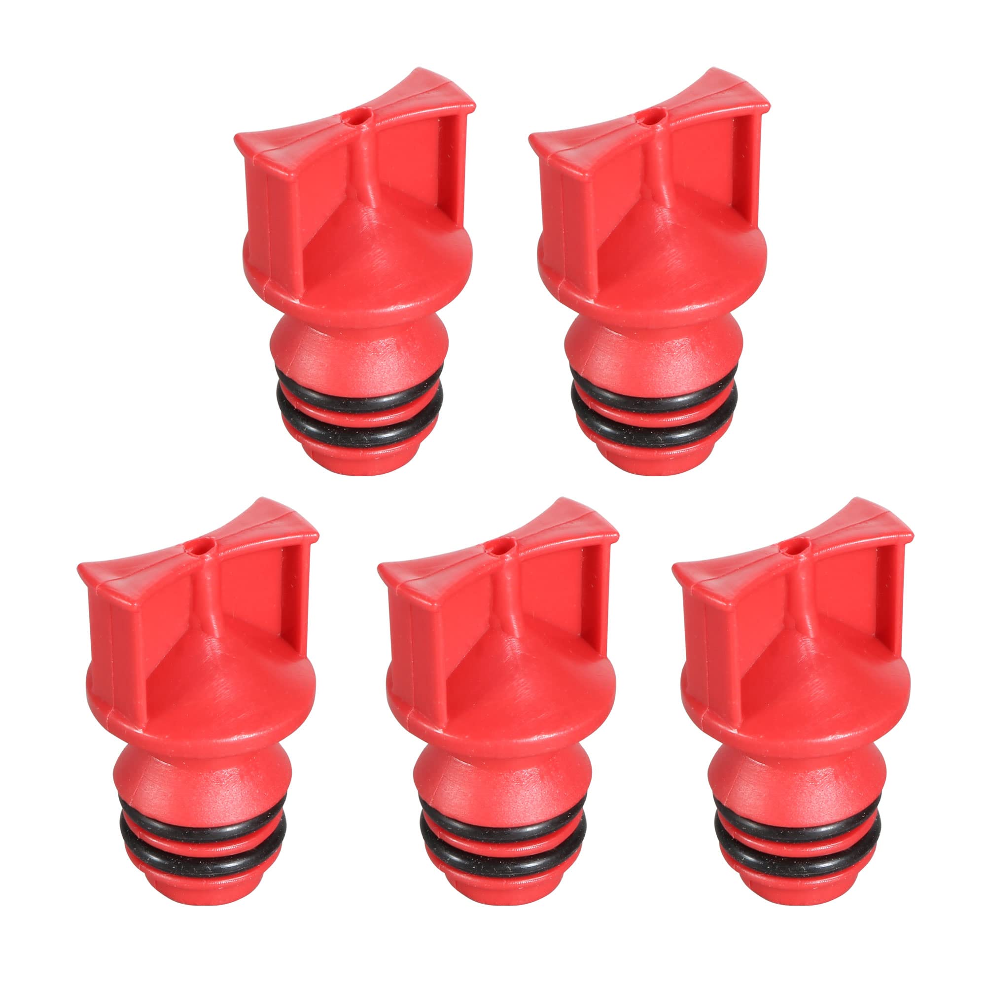 Sourcingmap Plastic Shell 18mm Male Thread Dia Air Compressor Oil Plugs 5PCS Red