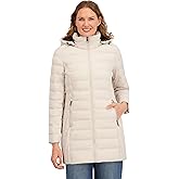 Nautica Women's Stretch Puffer Jacket- Faux Fur Lined Hood Wind & Water-resistant Winter Coat
