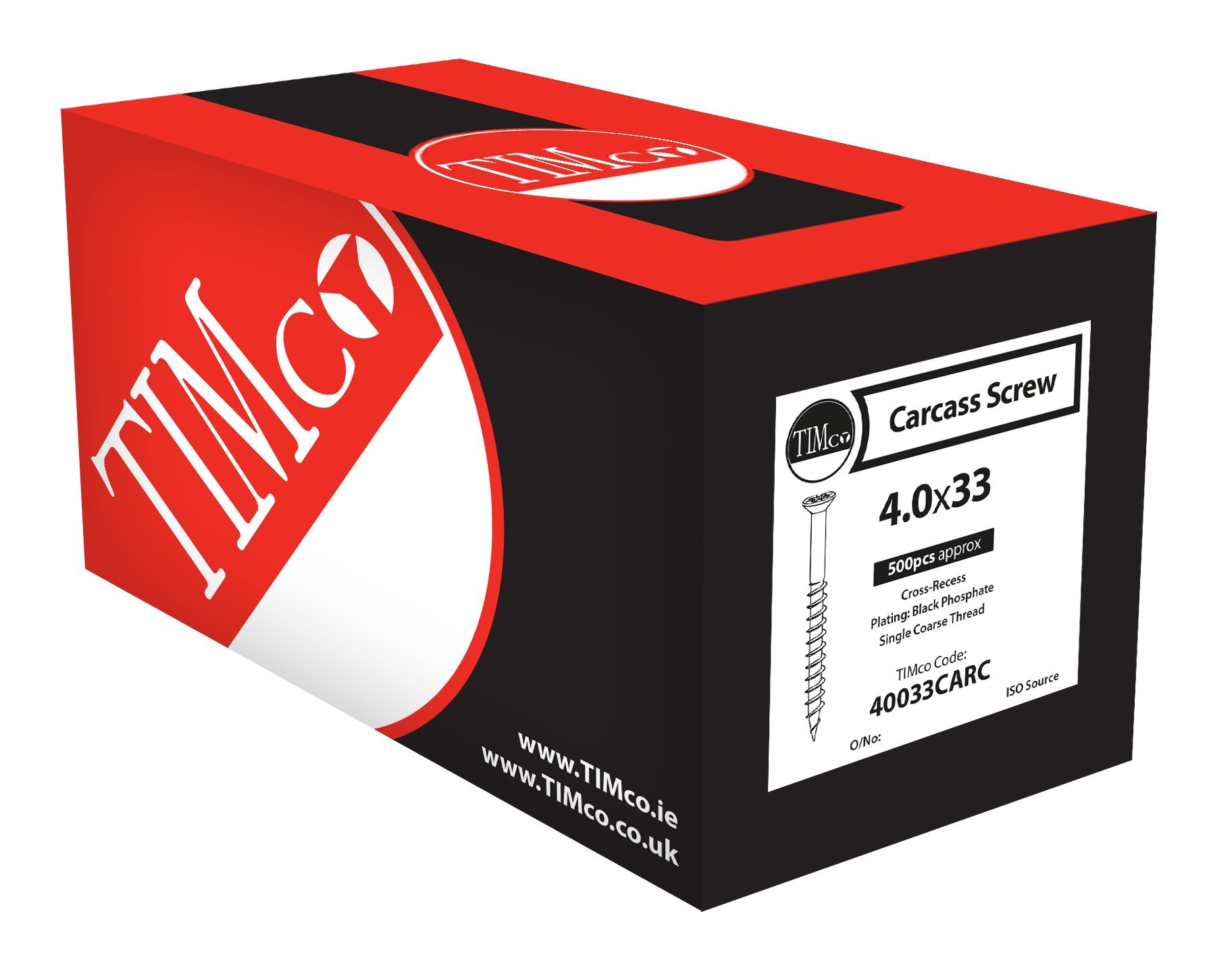 TIMCO PZ2 CSK Passivated Carcass Screws - Black - 4.0 x 33 - Box of 500