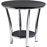 Winsome Wood Maya Round End Table, Black Top, Metal Legs