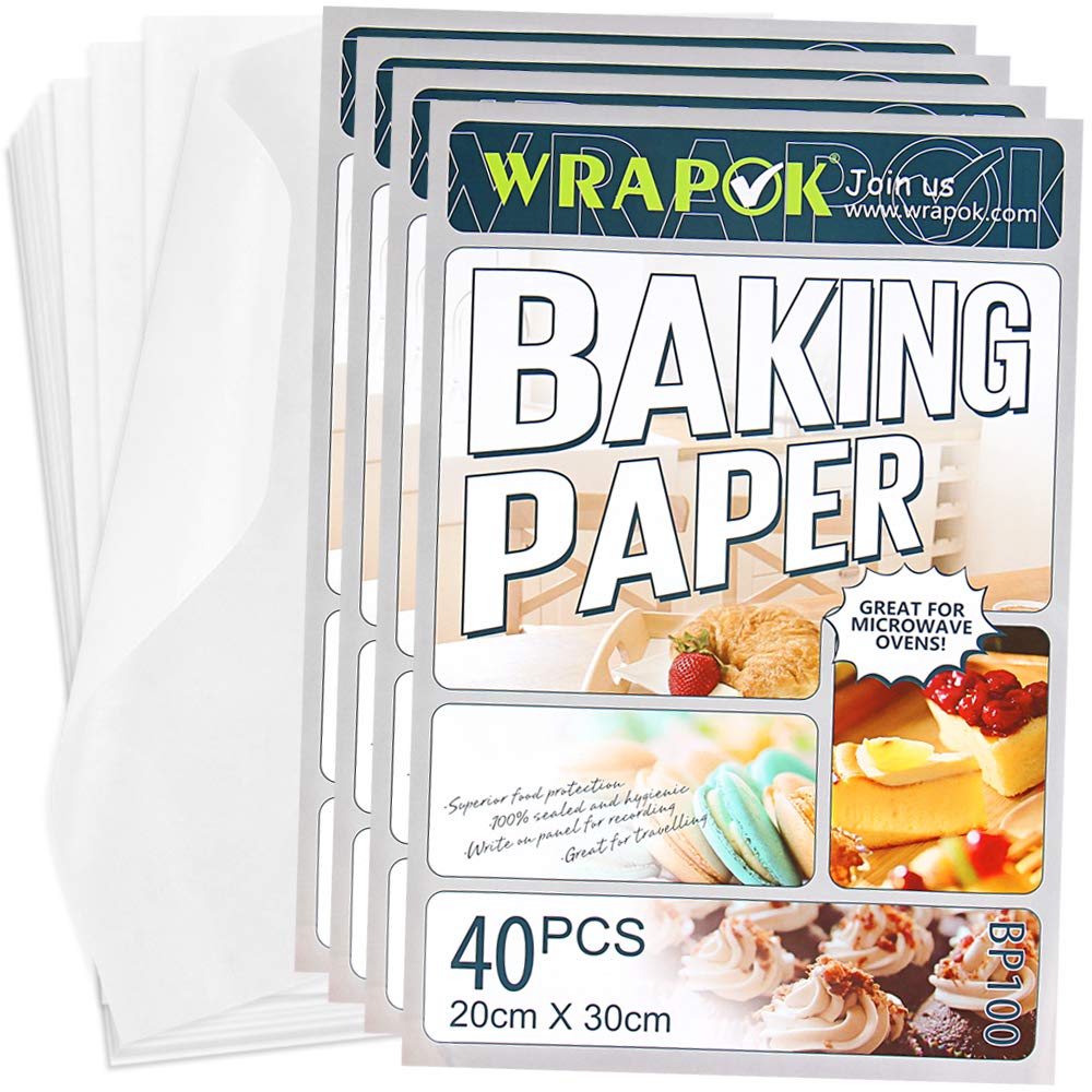 WRAPOK Baking Parchment Paper Greaseproof Cooking Sheets White Non-Stick Pre-Cut Liners for Kitchen Home, 8 x 12 Inch (160 Count)