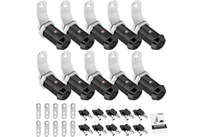 CYLINNDA 10 Pack Cabinet Lock with Keys, 1-1/8" RV Storage Lock Keyed Alike, RV Locks for Storage Door, Camper Cabinet Door Toolbox Lock Mailbox RV Cam Locks with Manual (Black -10 Pack, 1-1/8 Inch)