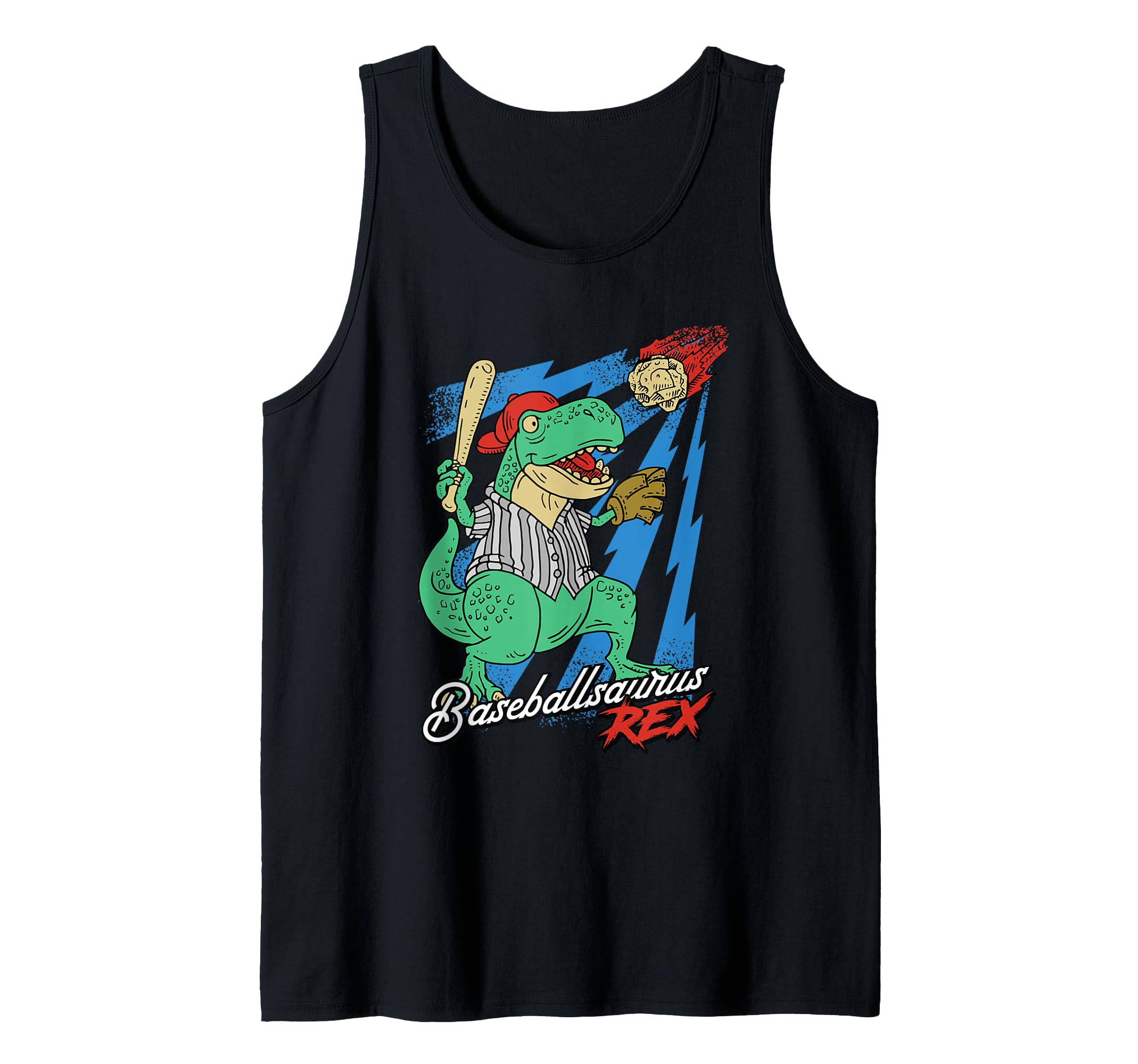 Baseballsaurus T-Rex Dinosaur Baseball Player Dino Sports Tank Top — image 1