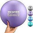 Core Balance Pilates Ball 9 Inch Anti Burst, Core Ball with Inflation Tube, Mini Pilates Ball for Physical Therapy, Small Exercise Ball for Yoga, Barre, Stretching and Core Stability Workout