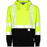 BOCOMAL FR Hoodies Pullover High Visibility 7.5oz Lightweight Non Fleece Hi vis Flame Resistant Reflective Hooded Sweatshirts