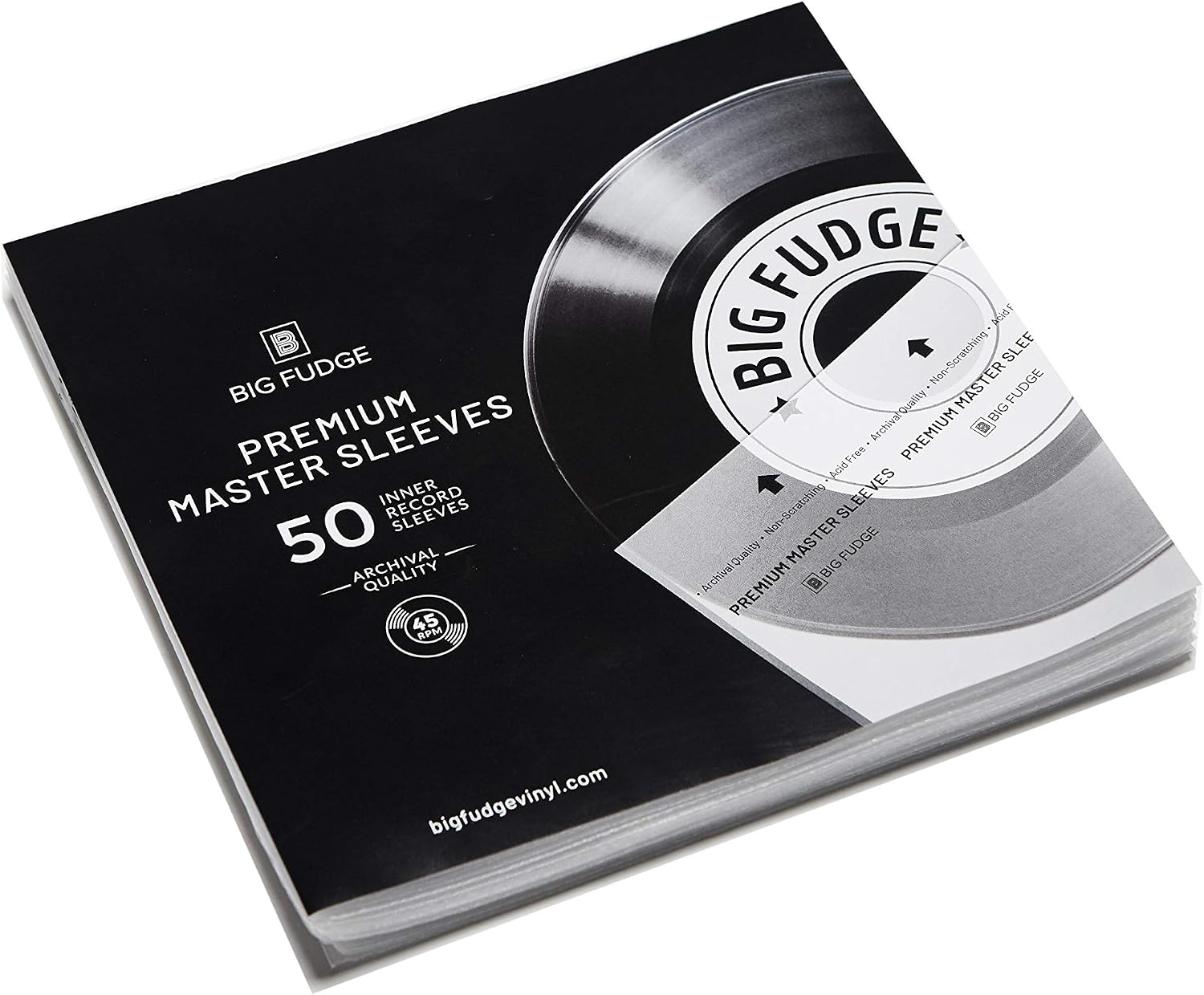 BIG FUDGE Premium Master Vinyl Record Sleeves, 7 inch x 50pcs, Archival Anti-Static Rice Paper Inner Sleeves - Image 3