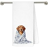 gsgfdshf Blue Chinoiserie Dachshund Kitchen Towels 16x24 in, Gifts for Dachshund Lovers, Weiner Dog Gifts, Grandmillennial Floral Sausage Dog Decorative Hand Tea Dish Towels for Bathroom Kitchen