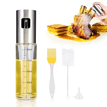 iTrunk Öl Sprüher Dispenser mit Einem Häkchen Kennzeichen,Sogar Sprühen Öl Flaschen Sprühgerät Nachfüllbares Lebensmittelglas