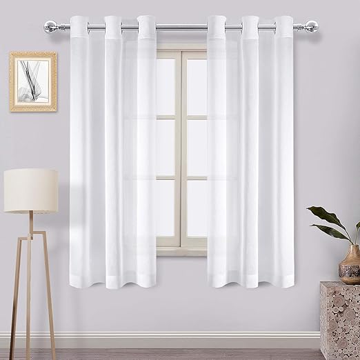 Amazon Com Dwcn Off White Sheer Curtains Linen Look Voile Sheer
