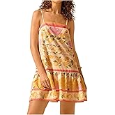 SHENHE Women's Floral Sundress Ruffle Hem Spaghetti Strap Loose Flowy Boho Cami Dress