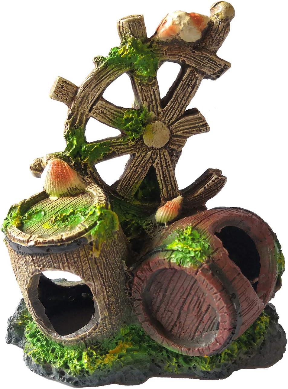 Gumolutin Fish Tank Aquarium Decorations Resin Broken Barrel Aquarium Ornament Aquatic Caves Hide Hut