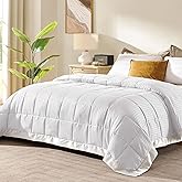downluxe King Size Blanket with Satin Trim, Lightweight Down Alternative King Blanket for All Season, Machine Washable (Ivory, 90x108 Inch)
