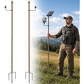 Aifiuroo 2 Pack 6FT Trail Camera Mount, Dual Device Ground Stake Stand with Dual 1/4"-20 Ball Heads, Adjustable Height Steel Pole, Rustproof Outdoor Mount for Cameras, Solar Panels &amp; More