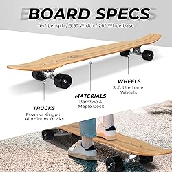 Nattork 44 Inch Cruiser Longboard Skateboard