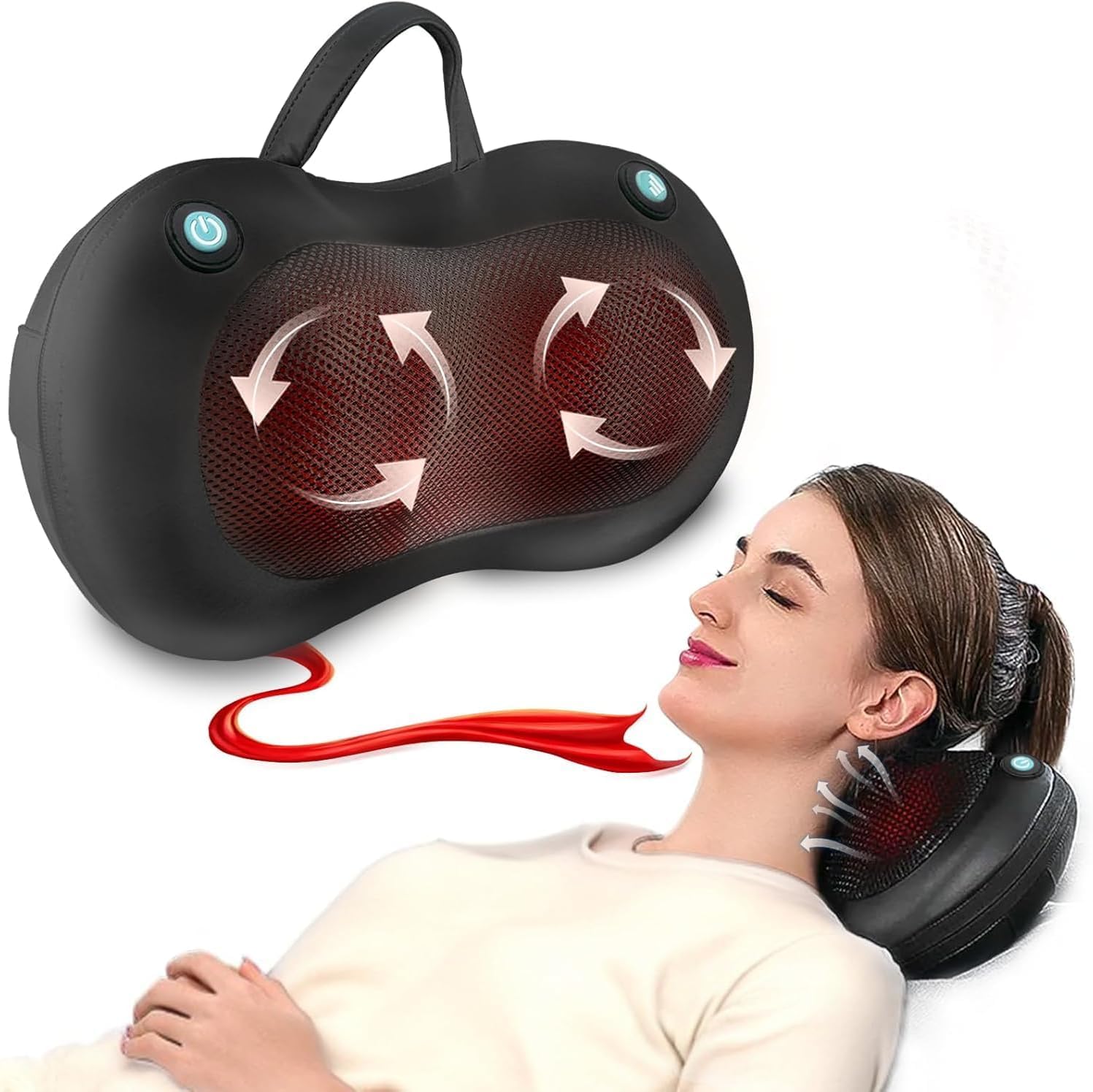 Photo 1 of Xllent Christmas Gifts for Women,White Elephant Gifts,Shiatsu Neck Back Massager for Pain Relief Deep Tissue,Back Massager Deep Tissue Kneading with Heat,3D Electric Pillow