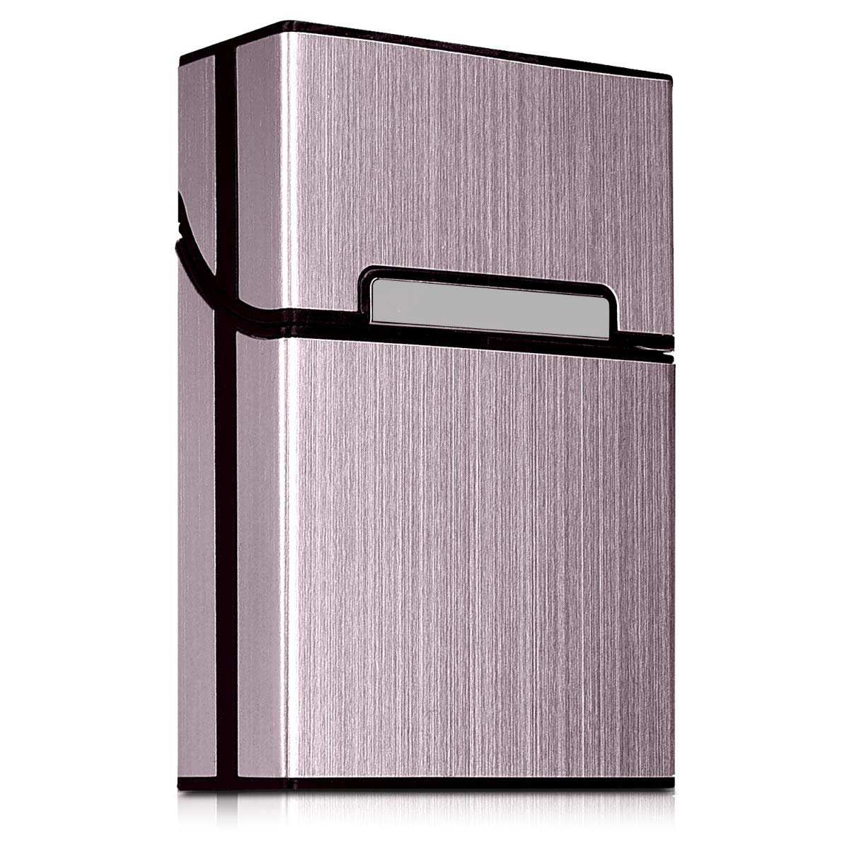 kwmobile Cigarette Case Box Holder - Plastic with Aluminum Coating Case for Cigarettes with Magnetic Flip Top Closure - Rose Gold