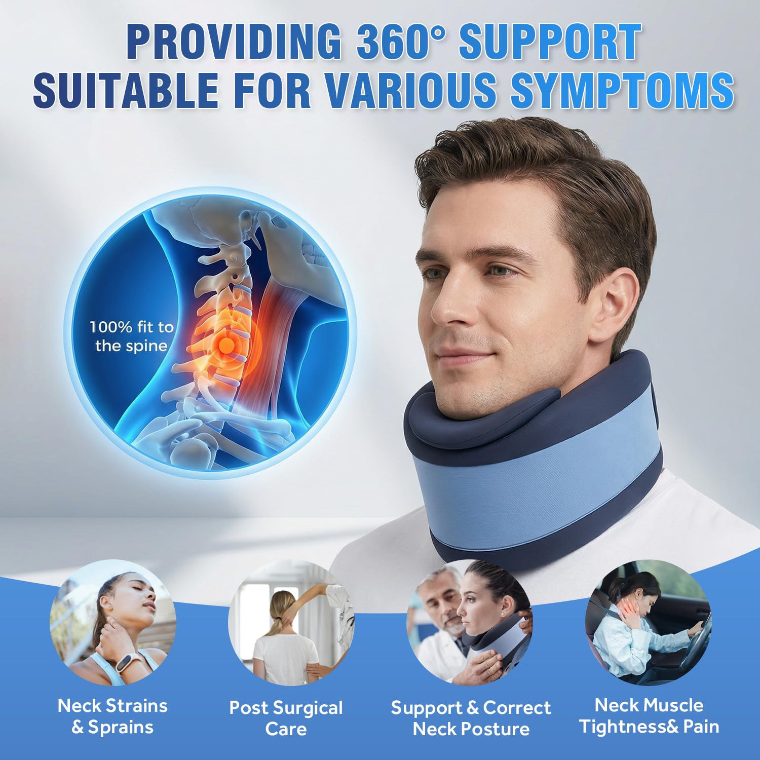 Condition photo showing New/Like New for ice silk neck brace,neck brace cervical collar,neck support brace for sleeping soft,breathable cervi