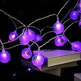 Halloween Eyeball String Lights 10.8Ft 20 LED Battery Operated Purple Eyeball Lights with 8 Modes Waterproof for Party Supplies Crafts Wreath Window Indoor and Outdoor Halloween Decorations