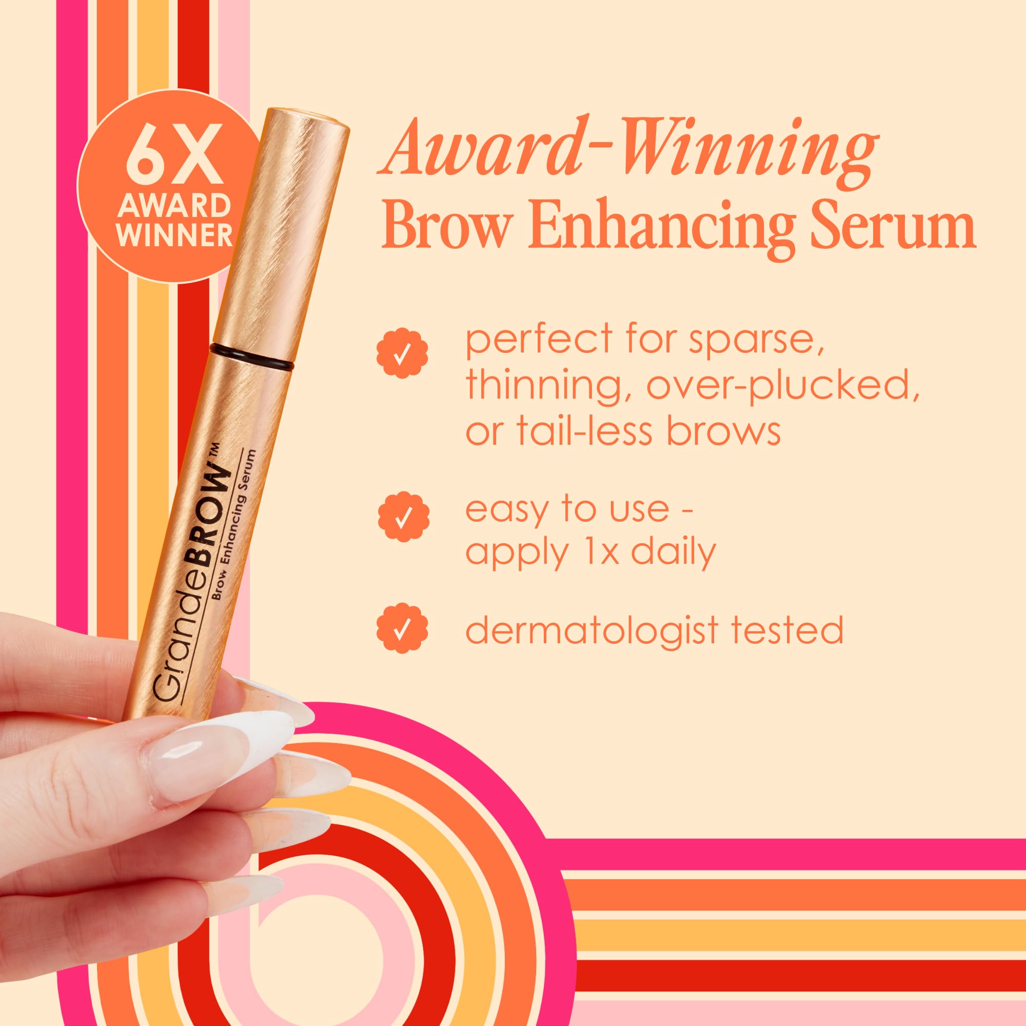 Grande Cosmetics GrandeBROW Brow Enhancing Serum For Fuller, Bolder, Looking Eyebrows - Brow Serum With Vitamins, Peptides, Antioxidants, Amino Acids, Cruelty-Free