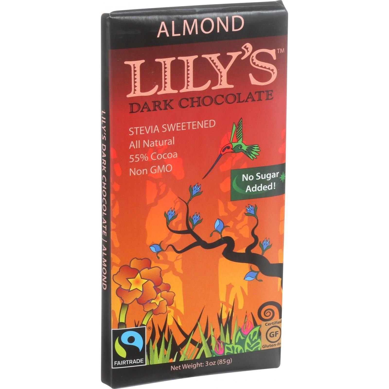Lily's Dark Chocolate Bar with Coconut Stevia, 3 Ounce, 12
