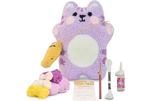 MAYA&C MayAnC Neko Plush Toy DIY Punch Needle Kit for Beginners, Embroidery Starter Kit with Step by Step Video Instruction for Beginners Starter, Healing Weave Punch Stitching Kit
