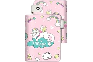 EXXBYELI Cute Wallets for Girls - Wallet for Teen Girls Unicorn & Cat Design, Leather Aesthetic Pattern Bifold Wallet with Coin Pocket, Credit Card Holder with Id Window, RFID Blocking Slim Small