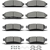 Ceramic Front Rear Brake Pads w/Clips for Nissan Frontier,Suzuki Equator | D1094 D1100 for 2005-2022 Nissan Frontier,2005-2015 Nissan Xterra,2009-2012 Suzuki Equator,8PCS Squeal Free Low Dust