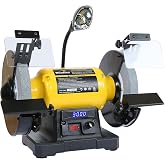 Woodskil Digital Display 8" Variable Speed Bench Grinder for Knife,3/4HP,5A | Table Grinder with 2000-3450RPM,2W Work Light,Adjustable Tool Rests,Steel Base for Chisels,Metal Grinding,Deburring