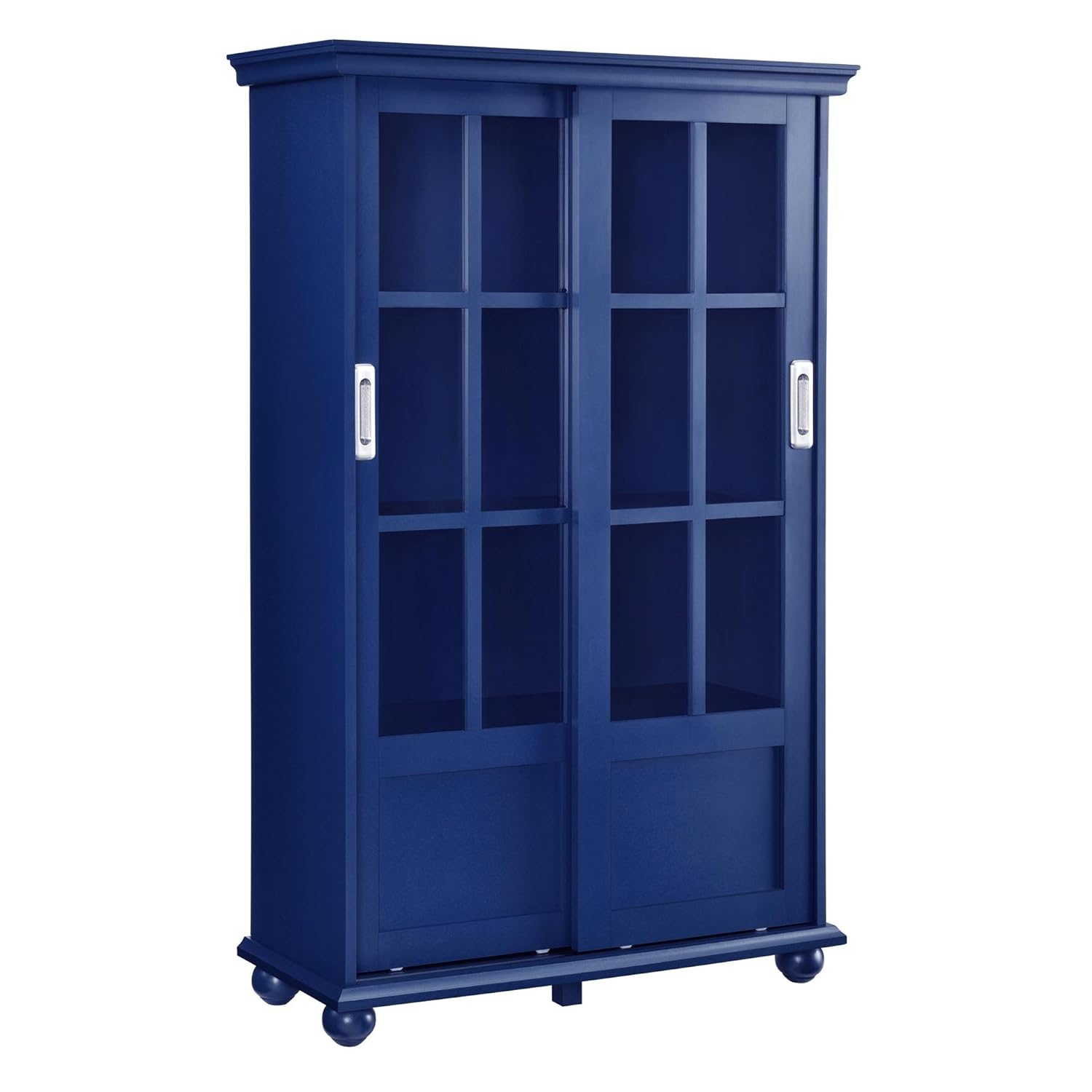 Ameriwood Home Aaron Lane Bookcase With Sliding Glass Doors Blue