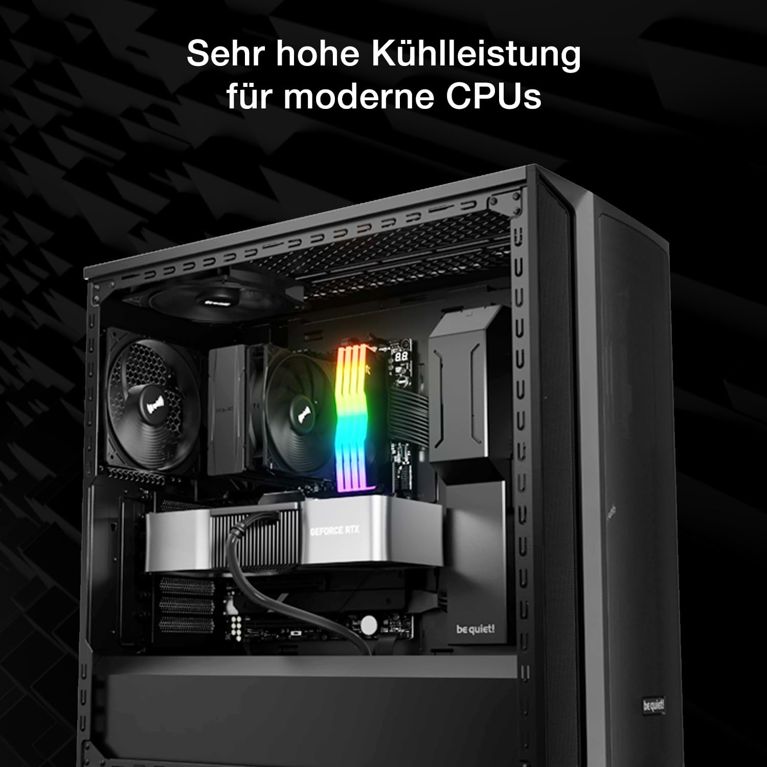 be quiet! Pure Rock 3 Black Luftkühler, sehr hohe Kühlleistung, 4 Hochleistungs-Heatpipes mit HDT-Technologie, optimierter Pure Wings 3 120mm PWM- Lüfter, vorinstallierte Montagebrücke 2